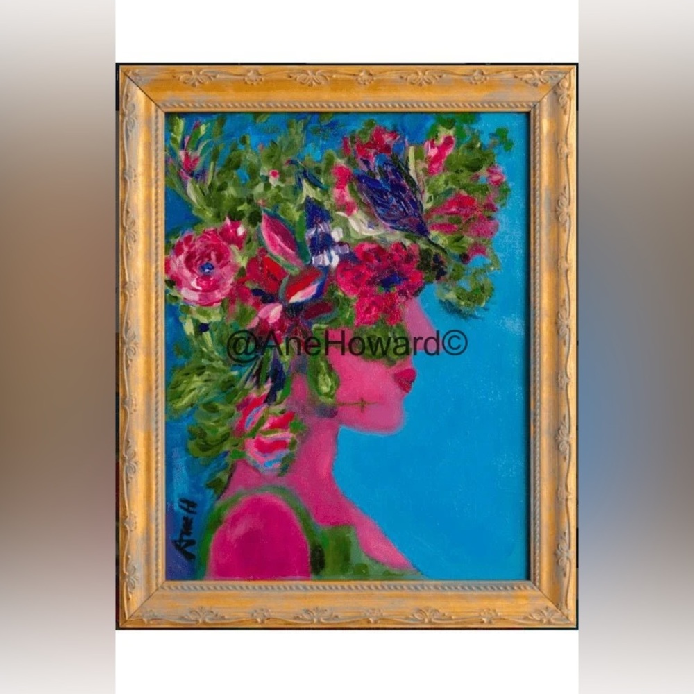 GAIA FRAMED IN GOLD original oil painting sold by artist, comes with paper